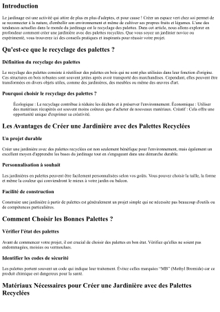 “Comment Créer une Jardinière avec des Palettes Recyclées”