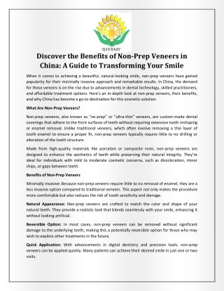 Discover the Benefits of Non-Prep Veneers in China A Guide to Transforming Your Smile