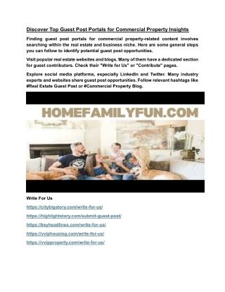 Discover Top Guest Post Portals for Commercial Property Insights