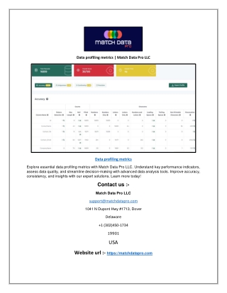 Data profiling metrics | Match Data Pro LLC