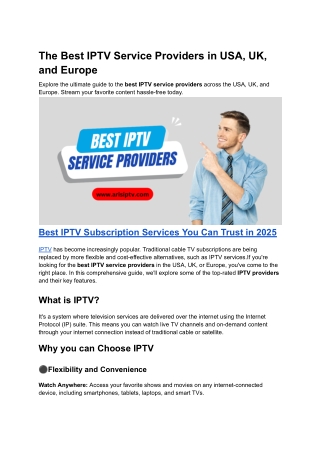 The Best IPTV Service Providers in USA, UK, and Europe