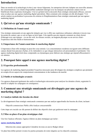 Comment une stratégie omnicanale est développée par une agence de marketing digi