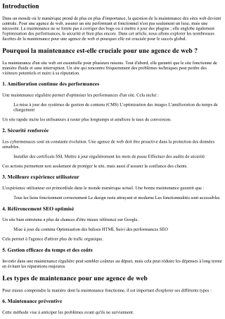 Pourquoi la maintenance est-elle cruciale pour une agence de web ?