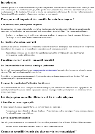 Comment recueillir les avis des citoyens via le site municipal ?