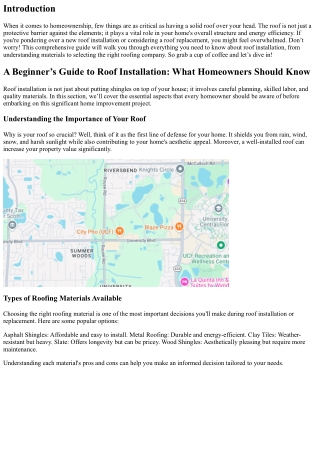 A Beginner’s Guide to Roof Installation: What Homeowners Should Know