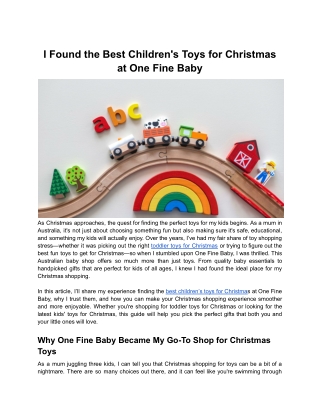 I Found the Best Children's Toys for Christmas at One Fine Baby