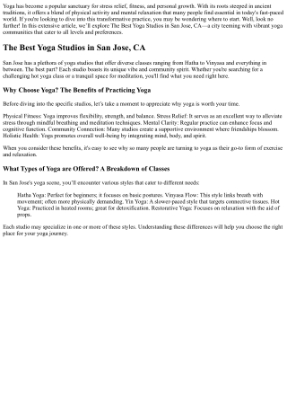 The Best Yoga Studios in San Jose, CA