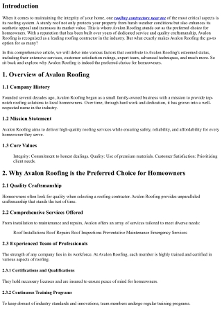 Why Avalon Roofing is the Preferred Choice for Homeowners.