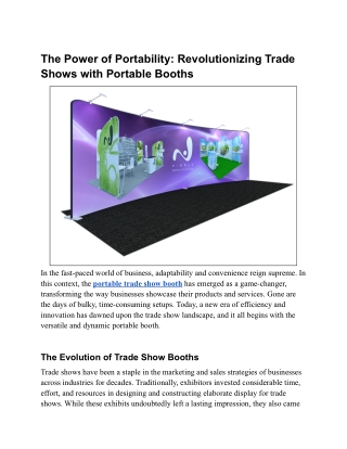 The Power of Portability: Revolutionizing Trade Shows with Portable Booths