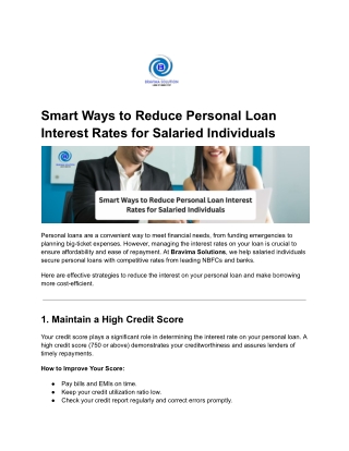 Smart Ways to Reduce Personal Loan Interest Rates for Salaried Individuals