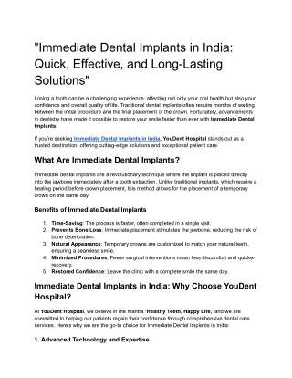 _Immediate Dental Implants in India_ Quick, Effective, and Long-Lasting Solutions_