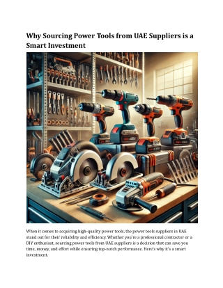 Why Sourcing Power Tools from UAE Suppliers is a Smart Investment