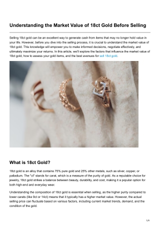 Understanding the Market Value of 18ct Gold Before Selling