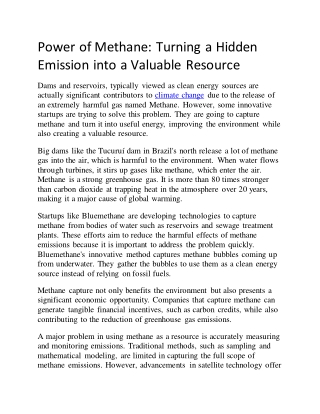 Power of Methane: Turning a Hidden Emission into a Valuable Resource