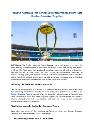 India vs Australia Test Series_ Best Performances from Past Border-Gavaskar Trophies