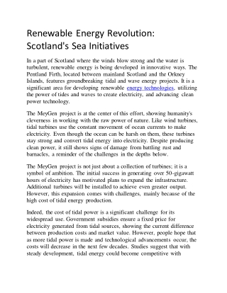 Renewable Energy Revolution: Scotland’s Sea Initiatives