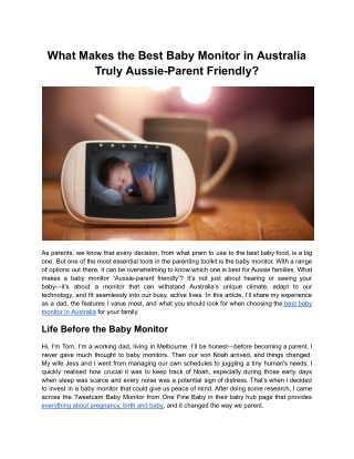 What Makes the Best Baby Monitor Truly Aussie-Parent Friendly