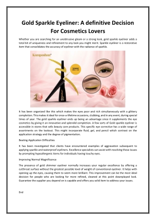 Gold Sparkle Eyeliner: A definitive Decision For Cosmetics Lovers