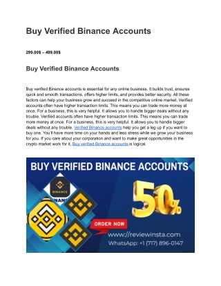 Buy Verified Binance Accounts