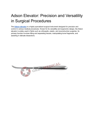 Adson Elevator_ Precision and Versatility in Surgical Procedures