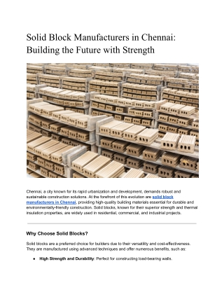 Solid Block Manufacturers in Chennai_ Building the Future with Strength