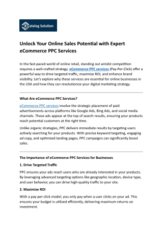 Unlock Your Online Sales Potential with Expert eCommerce PPC Services