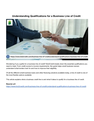 Understanding Qualifications for a Business Line of Credit