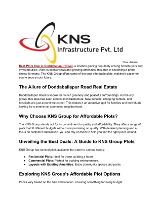 Best Plots Sale in Doddaballapur Road