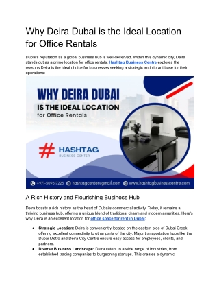 Why Deira Dubai is the Ideal Location for Office Rentals