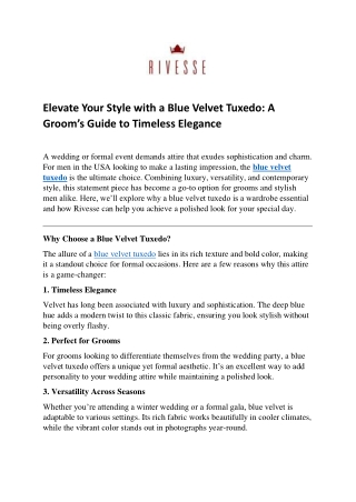 Elevate Your Style with a Blue Velvet Tuxedo  A Groom’s Guide to Timeless Elegance