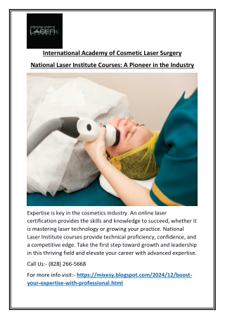 National Laser Institute Courses Expert Laser Training