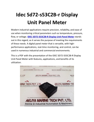 Idec Sd72-s53C2B-r Display Unit Panel Meter