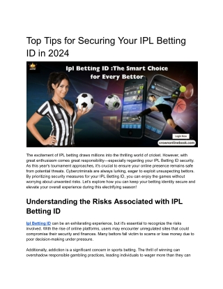 Top Tips for Securing Your IPL Betting ID in 2024
