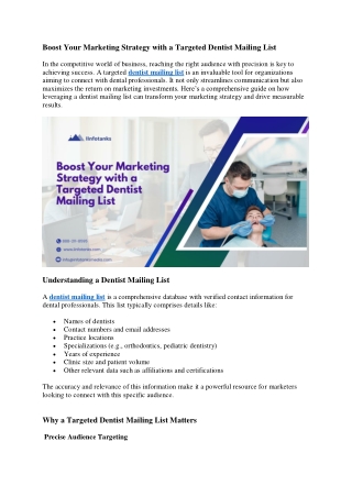 Boost Your Marketing Strategy with a Targeted Dentist Mailing List