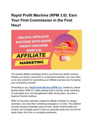RPM 3.0 Review: A Game-Changer for Earning Commissions Fast!
