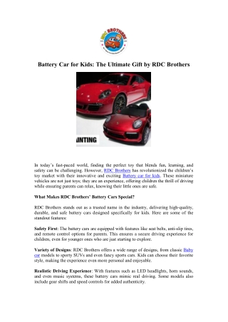 Shop Car for Kids - RDC Brothers