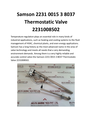 Samson 2231 0015 3 8037 Thermostatic Valve 2231008502