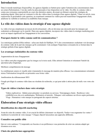 Le rôle des vidéos dans la stratégie d'une agence digitale