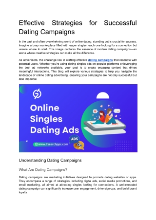 Effective Strategies for Successful Dating Campaigns