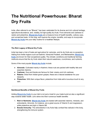 The Nutritional Powerhouse_ Bharat Dry Fruits