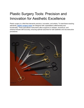 Plastic Surgery Tools_ Precision and Innovation for Aesthetic Excellence