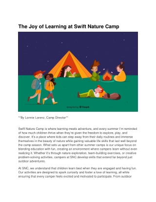 The Joy of Learning at Swift Nature Camp