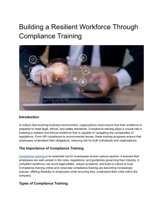 Using Microlearning for ‘Compliance Training’ to Build a Resilient Workforce - M
