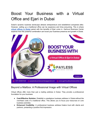 Boost Your Business with a Virtual Office and Ejari in Dubai