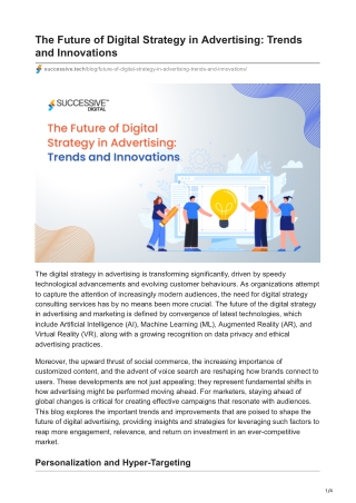 The Future of Digital Strategy in Advertising Trends and Innovations