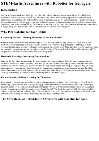 STEM-tastic Adventures with Robotics for Kidsfor youthsfor teenagersfor children