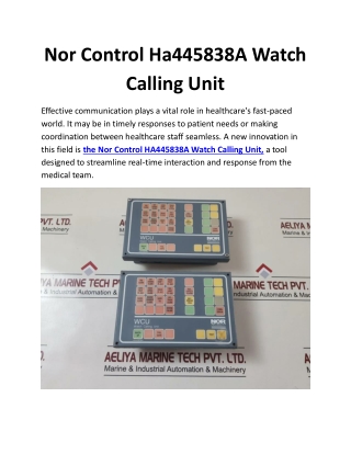 Nor Control Ha445838A Watch Calling Unit
