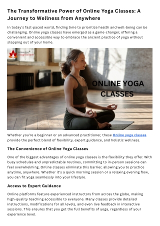 Online Yoga Classes