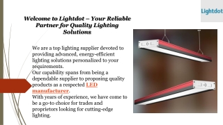 Welcome to Lightdot Your Reliable Partner for Quality Lighting Solutions