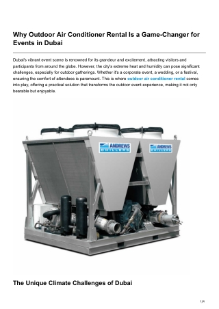 Why Outdoor Air Conditioner Rental Is a Game-Changer for Events in Dubai
